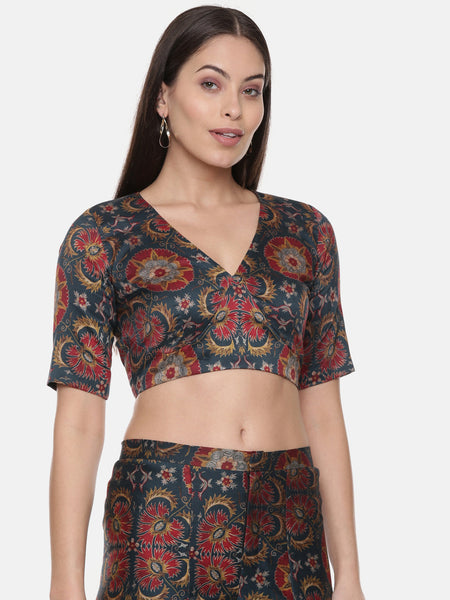 Silk Chanderi Printed Blouse - ASBL078