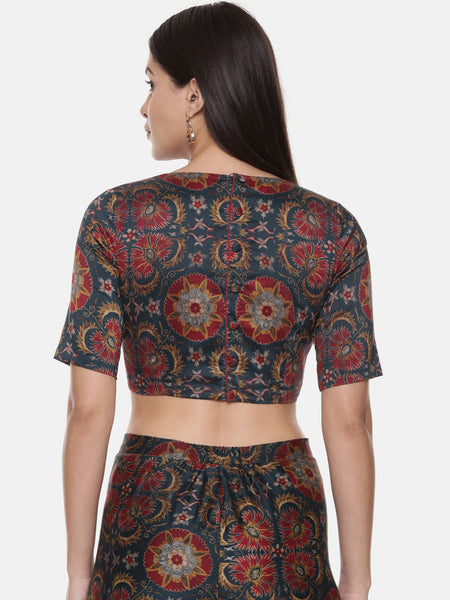 Silk Chanderi Printed Blouse - ASBL078