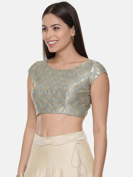 Silk Banares Aqua Blouse - ASBL079