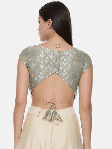 Silk Banares Aqua Blouse - ASBL079