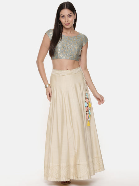 Silk Banares Aqua Blouse - ASBL079