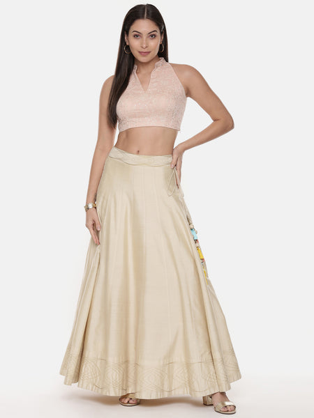 Pink Embroidery Chanderi Blouse - ASBL082