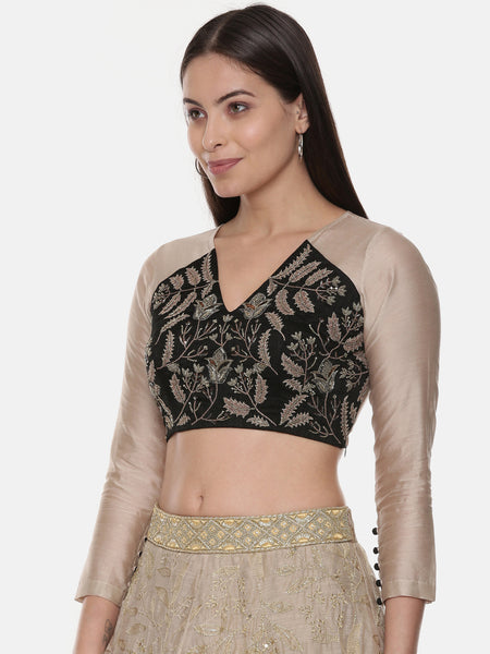 Silk Chanderi Embroidered Blouse - ASBL087