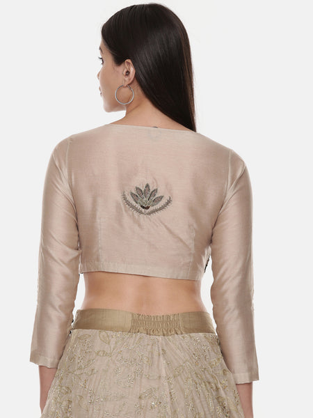 Silk Chanderi Embroidered Blouse - ASBL087