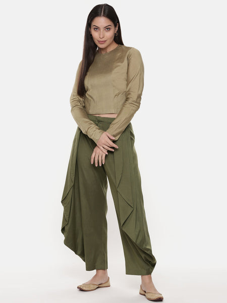 Silk Pintuck Gold Long Blouse - ASBL089