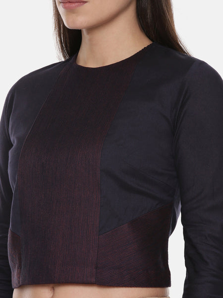 Silk Pintuck Blue Long Blouse - ASBL090