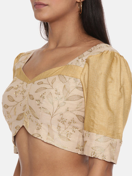 Beige Chanderi Emb Blouse - ASBL091