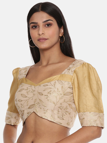 Beige Chanderi Emb Blouse - ASBL091