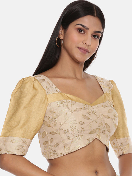 Beige Chanderi Emb Blouse - ASBL091