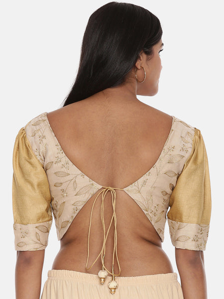 Beige Chanderi Emb Blouse - ASBL091