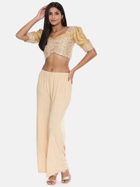 Beige Chanderi Emb Blouse - ASBL091