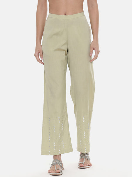 Green Silk Embroidred Co Ord Set - ASCRSET004