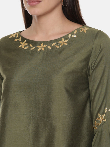 Green Silk Co-ord Set - ASCRSET009