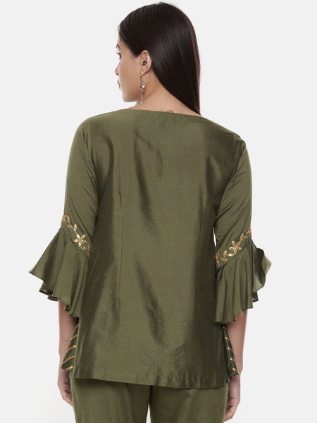 Green Silk Co-ord Set - ASCRSET009