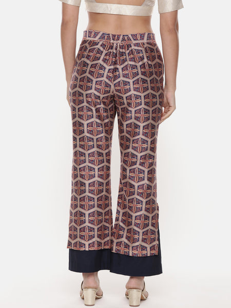 Red Blue Silk Chanderi Print Co-Ord Set - ASCRSET010