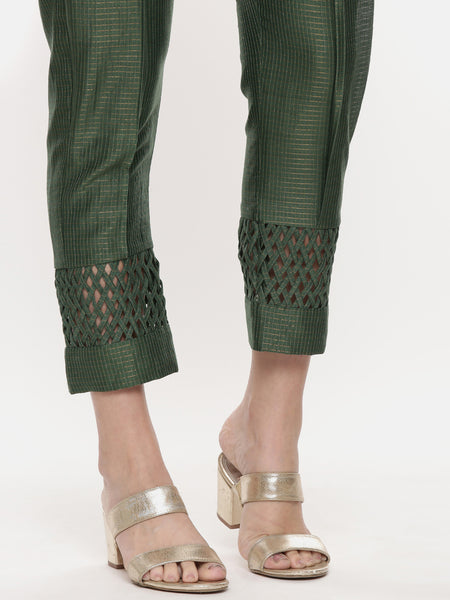 Green Chanderi Kota Co-Ord Set - ASCRSET011