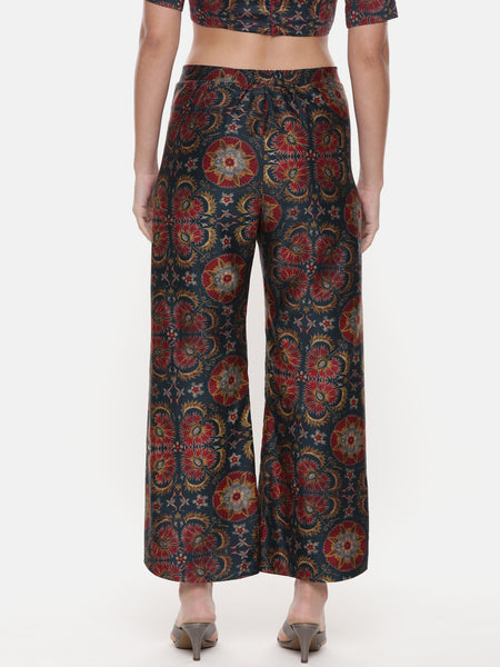 Teal Red Silk Chanderi Print Co-Ord Set - ASCRSET012