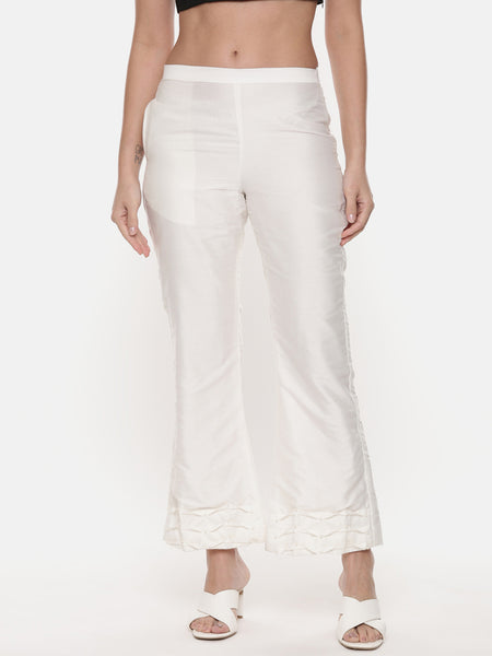 Ivory Silk Top With Matching Pants - ASCRSET014