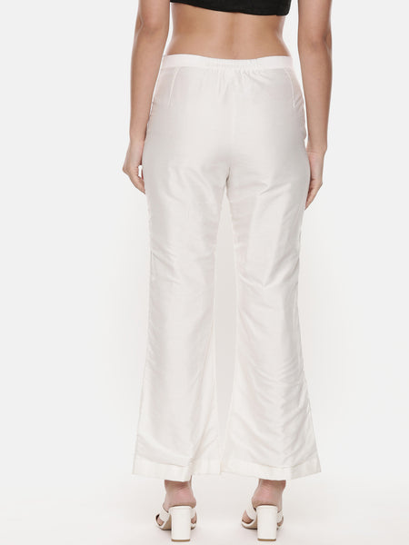 Ivory Silk Top With Matching Pants - ASCRSET014