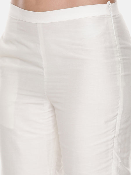 Ivory Silk Top With Matching Pants - ASCRSET014