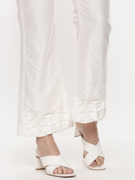 Ivory Silk Top With Matching Pants - ASCRSET014