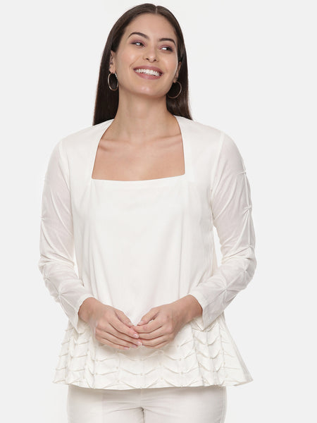 Ivory Silk Top With Matching Pants - ASCRSET014