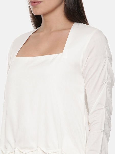 Ivory Silk Top With Matching Pants - ASCRSET014