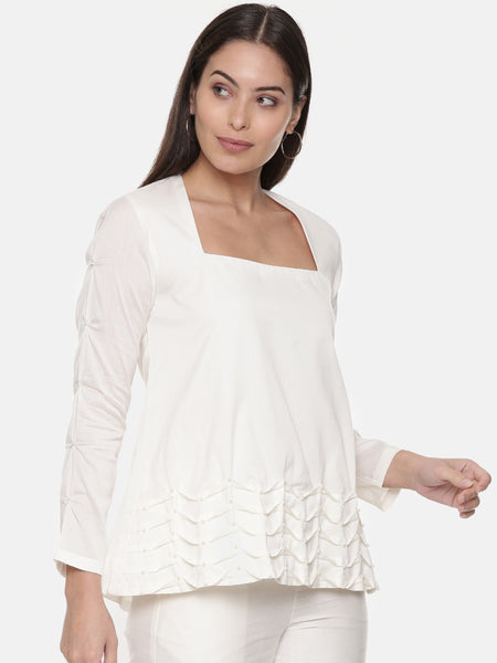 Ivory Silk Top With Matching Pants - ASCRSET014