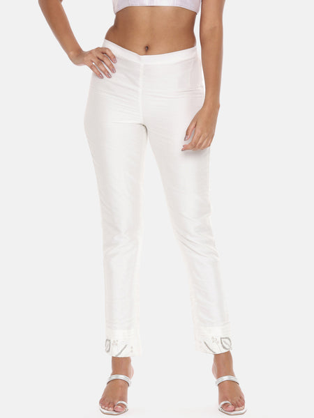 Classic Ivory Cotton Silk Co-ordset - ASCRSET015