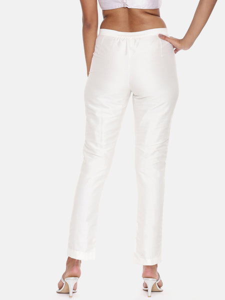 Classic Ivory Cotton Silk Co-ordset - ASCRSET015