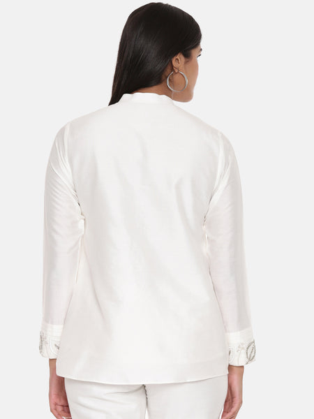 Classic Ivory Cotton Silk Co-ordset - ASCRSET015