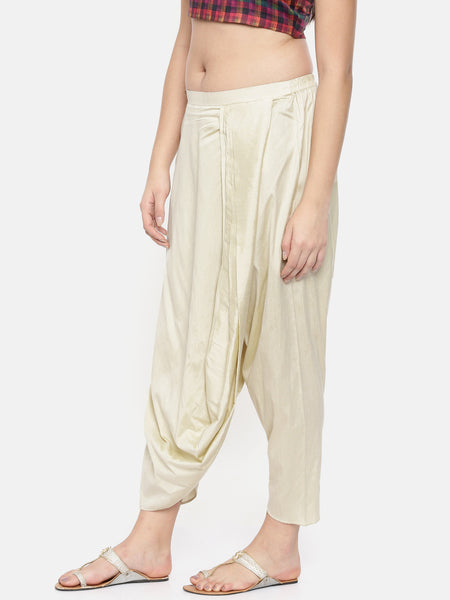 Beige cotton silk Dhoti style pants - ASDP004 - Asmi Shop