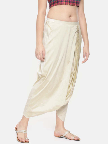 Beige cotton silk Dhoti style pants - ASDP004 - Asmi Shop