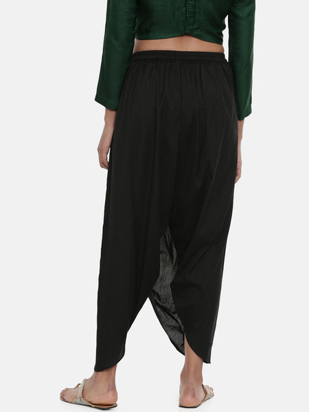 Black, Cotton silk, Dhoti pant - ASDP019 - Asmi Shop