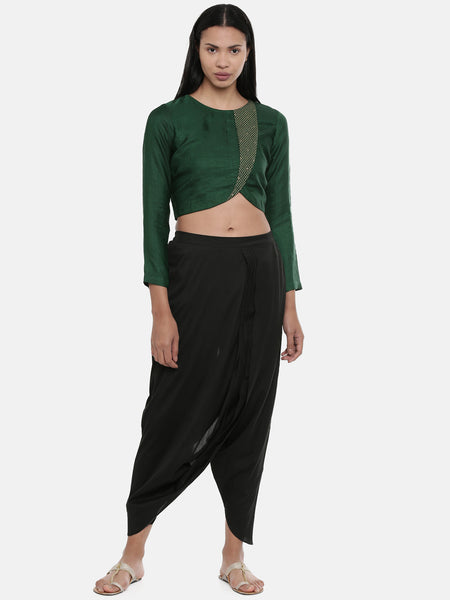 Black, Cotton silk, Dhoti pant - ASDP019 - Asmi Shop