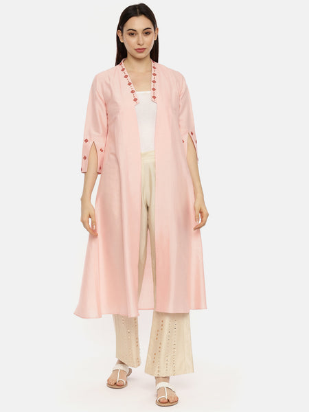Pink Silk Cotton Over Layer  - ASJ058