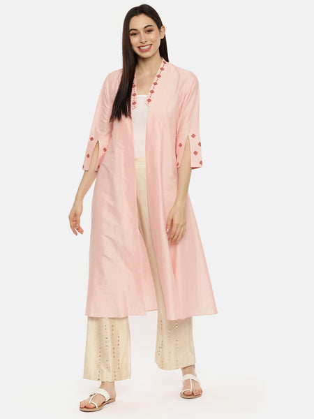Pink Silk Cotton Over Layer  - ASJ058