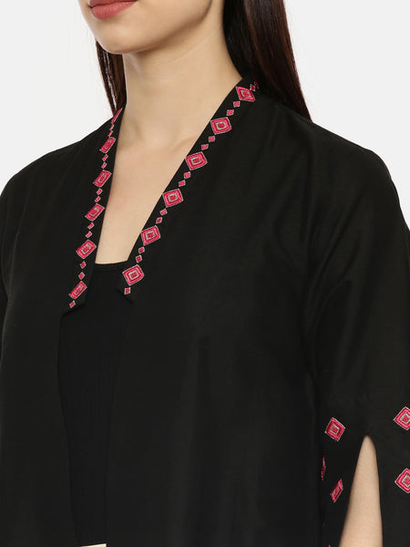 Black Silk Cotton Over Layer - ASJ061