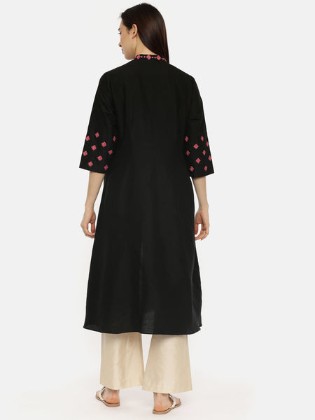 Black Silk Cotton Over Layer - ASJ061