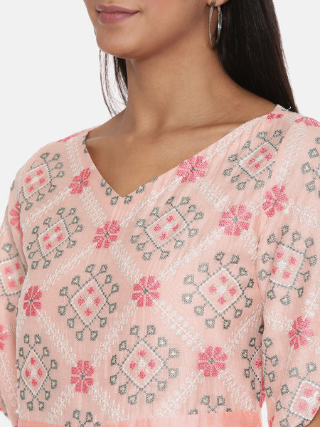 Pink Silk Chanderi Jumpsuit - ASJS012