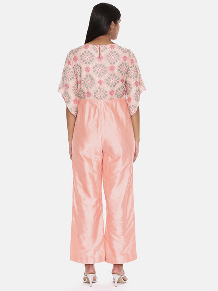 Pink Silk Chanderi Jumpsuit - ASJS012