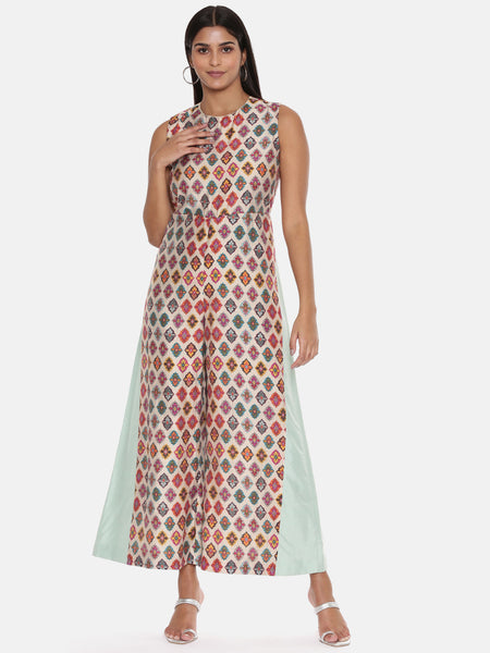 Chanderi Printed Jumpsuit - ASJS014