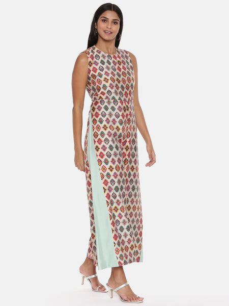 Chanderi Printed Jumpsuit - ASJS014