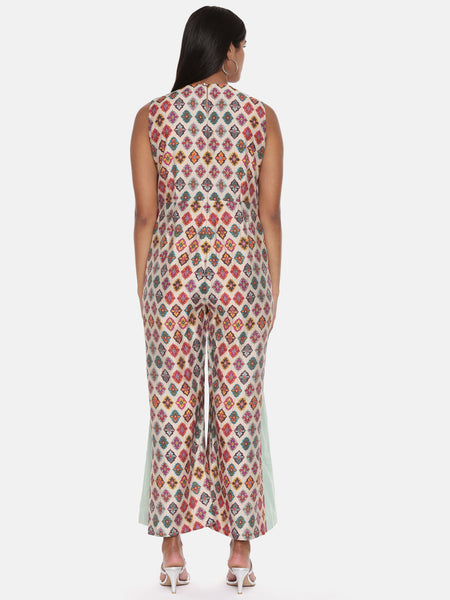 Chanderi Printed Jumpsuit - ASJS014