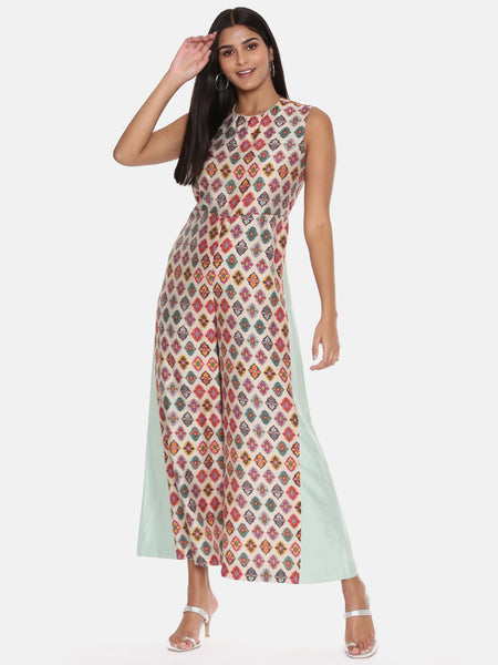 Chanderi Printed Jumpsuit - ASJS014