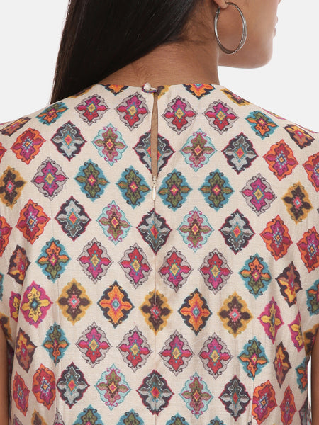 Chanderi Printed Jumpsuit - ASJS014