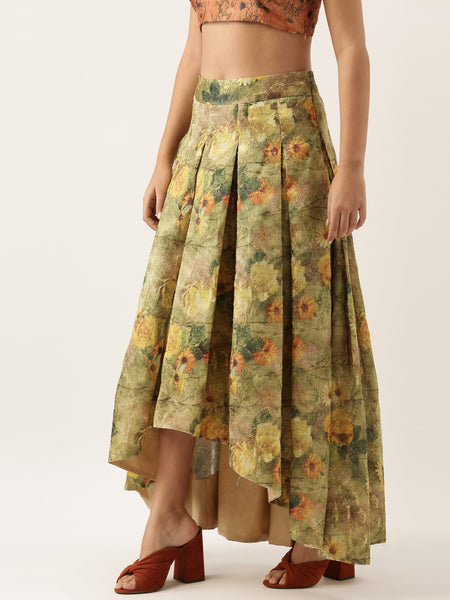 Chanderi High Low  Lehenga - ASL007