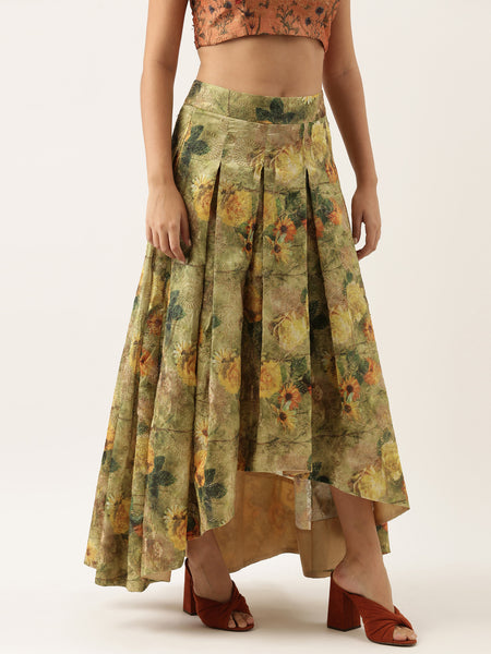 Chanderi High Low  Lehenga - ASL007