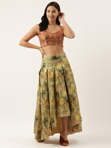 Chanderi High Low  Lehenga - ASL007