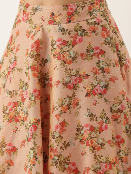 Chanderi Pink Double Layared Lehenga - ASL008